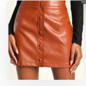 LULUS CLAY BUTTON DOWN SKIRT